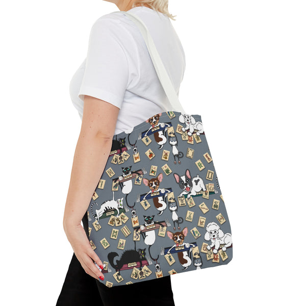 Mahjong Cats on Blue Tote Bag