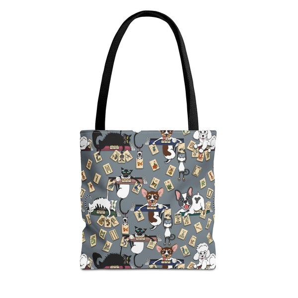 Mahjong Cats on Blue Tote Bag