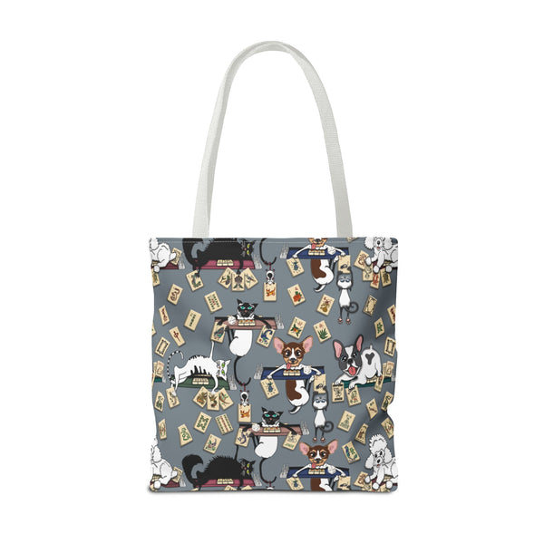 Mahjong Cats on Blue Tote Bag