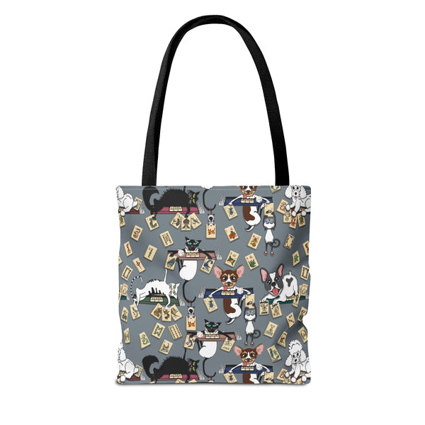 Mahjong Cats on Blue Tote Bag