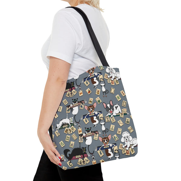 Mahjong Cats on Blue Tote Bag