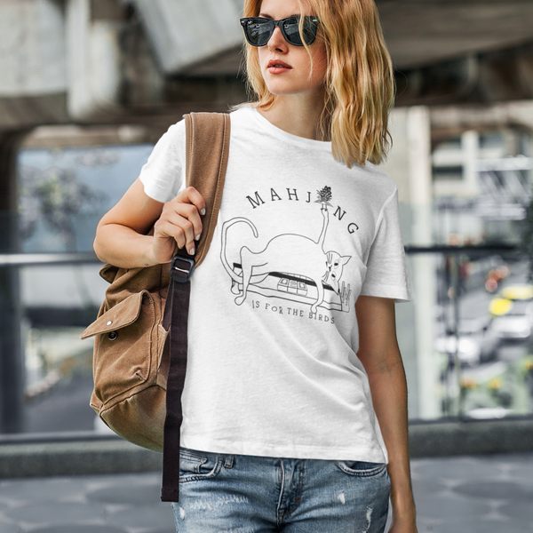 "Mahjong is for the Birds" Skinny Cat T-Shirt