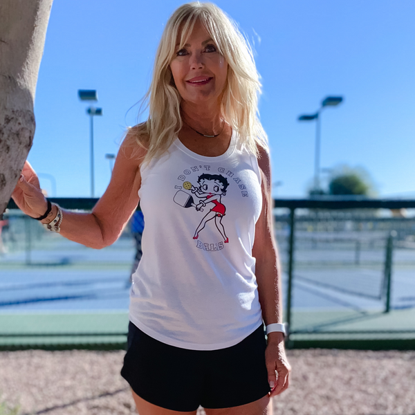 "I Don't Chase Balls" Betty Boop Pickleball Tank Top